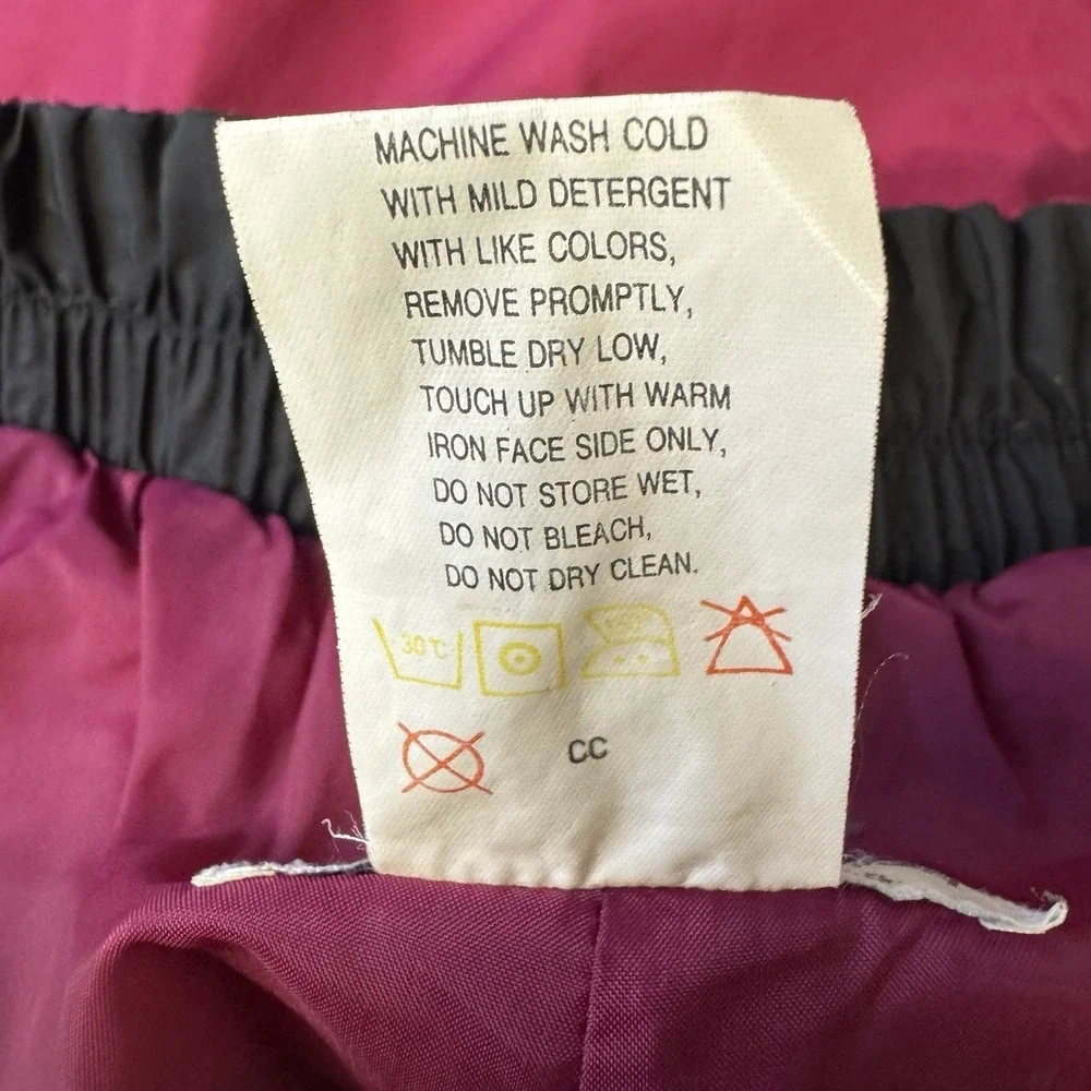 Columbia Ski Snow Pants Women XL Magenta‎ Pink Vintage Nylon Reinforced Cuffs